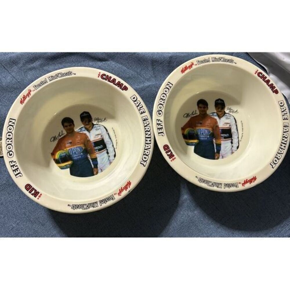 Dale Earnhardt Jeff Gordon Kellogg's Frosted Mini Wheats Promotional Bowls 1995 - Picture 5 of 5